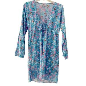 Malabar Bay By Jayes Womens Beach Pool Cover Up Dress Flip Flop Print Blue Small